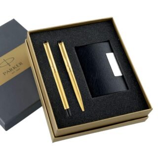 PARKER VECTOR STAINLESS STEEL GOLD PEN SET