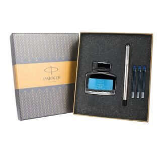 Parker Vector Stainless Steel Chrome Trim Fountain Pen Gift Set
