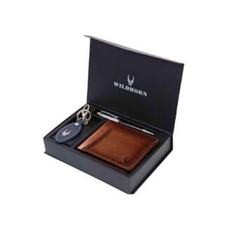 WildHorn Leather Wallet, Keychain & Pen Combo I (Sandy Tan)